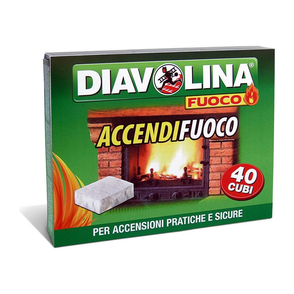 Diavolina - Accendi Fuoco, Per Accensioni Pratiche e Sicure - 40 Cubi